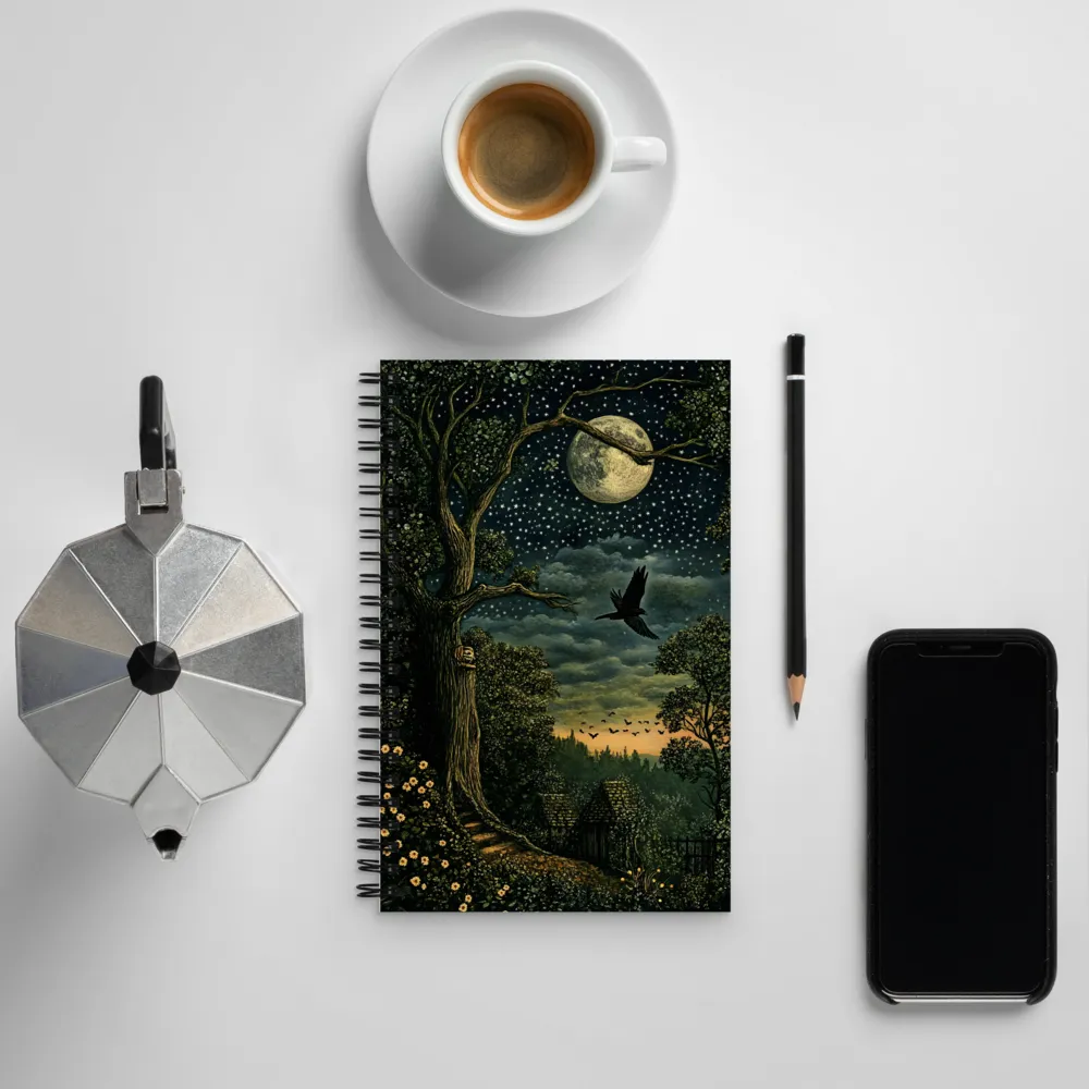 Mystical Nightscape Under the Full Moon | Spiral Notebook