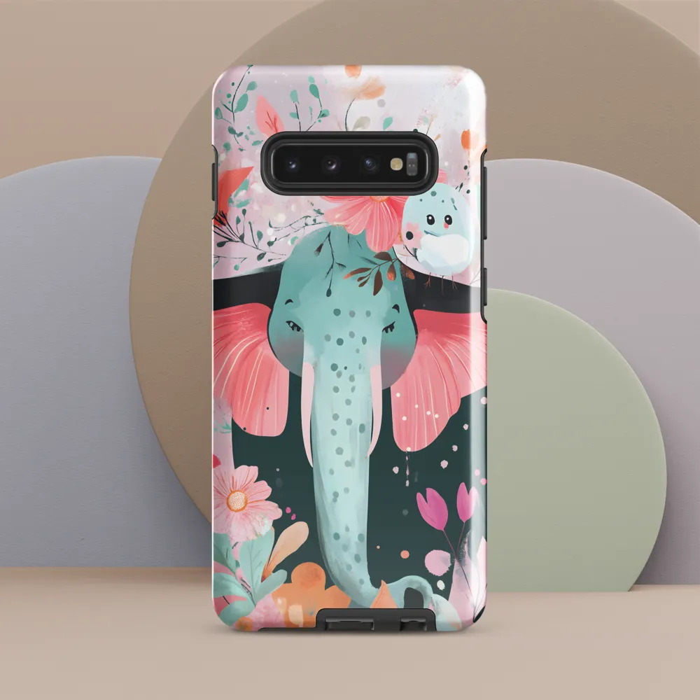 Whimsical Elephant in Bloom | Phone Case |  S10 Plus | Tough Case | Glossy