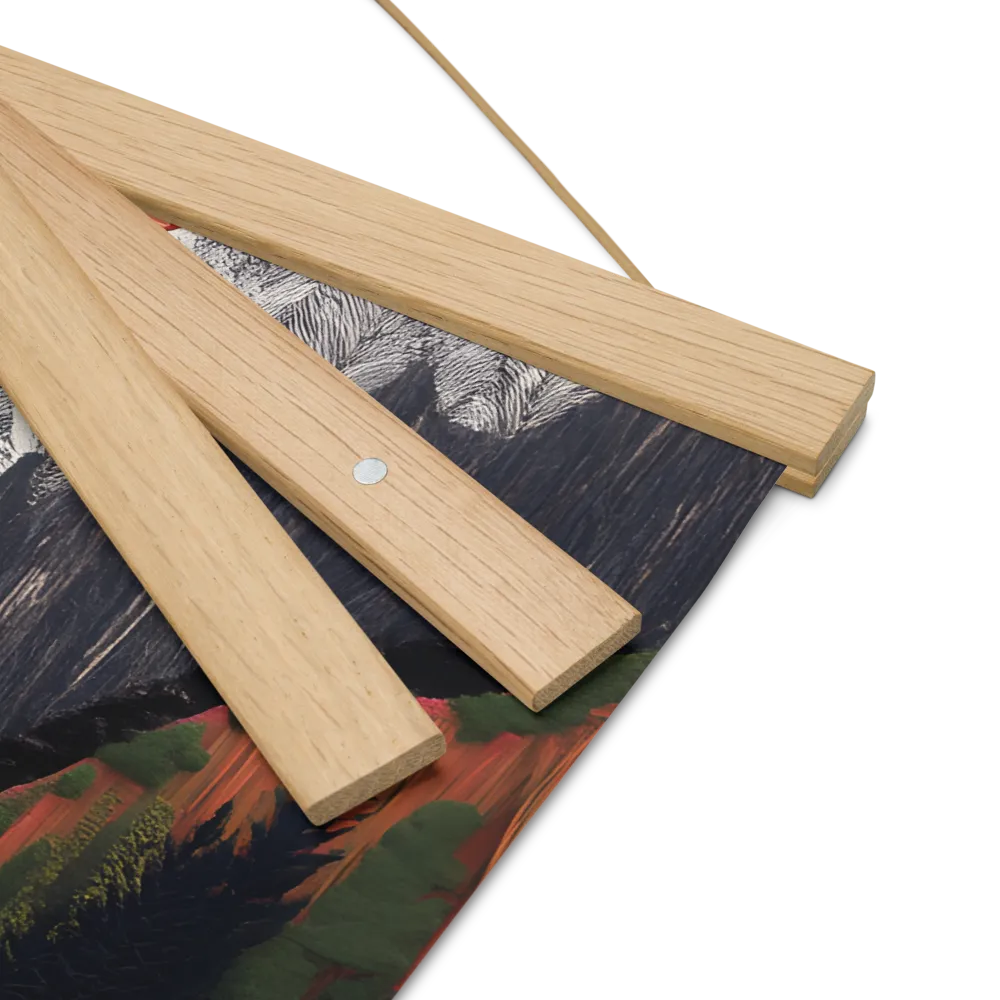 Ethereal Cascade: A Surreal Landscape | Poster With Oak Wood Hanger | 16″×16″