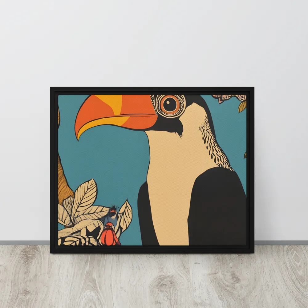 Tropical Majesty: The Toucan at Rest | Canvas with Black Frame | 16″×20″