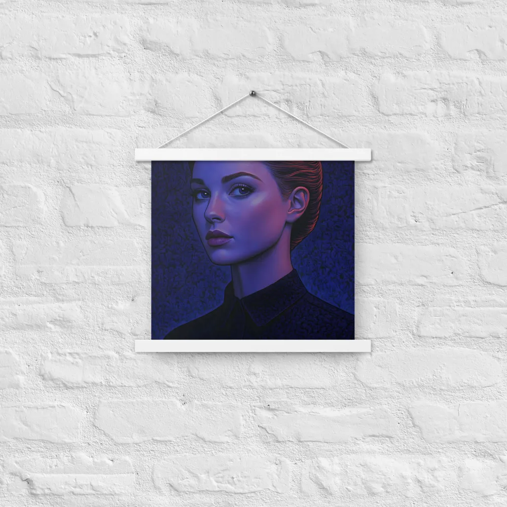 Ethereal Portrait in Blue and Red | Poster With White Wood Hanger | 14″×14″