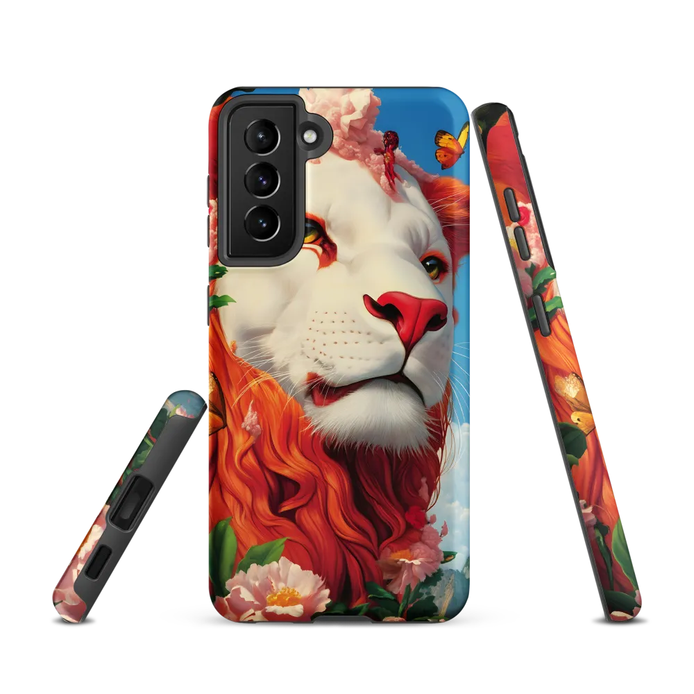 Majestic Lion Amidst Floral Splendor