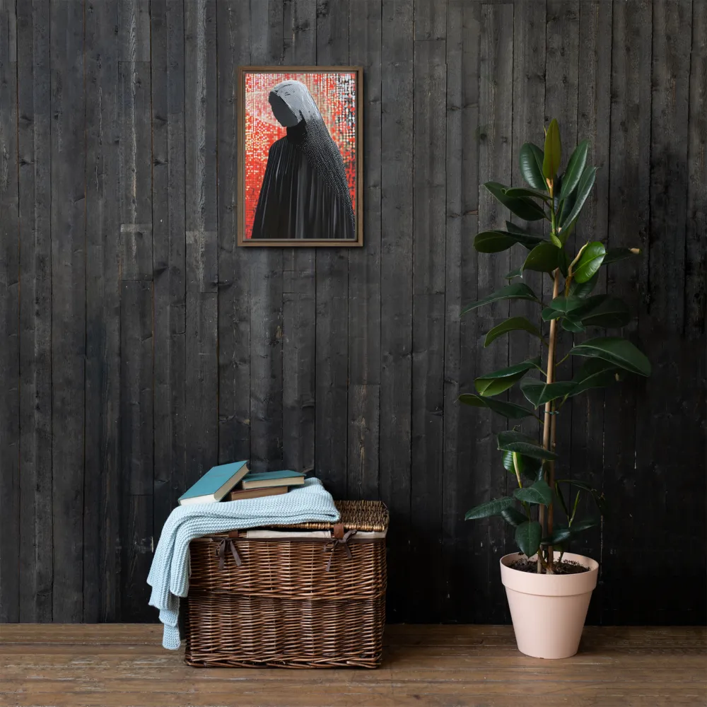 Veil of Modernity | Canvas with Brown Frame | 12″×18″