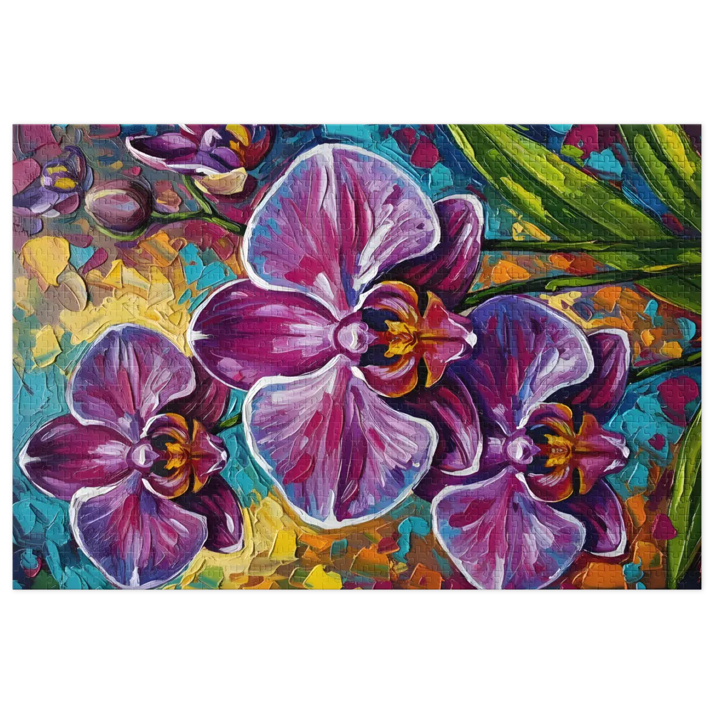 Impasto Orchids 
 Jigsaw Puzzle in Tin Box