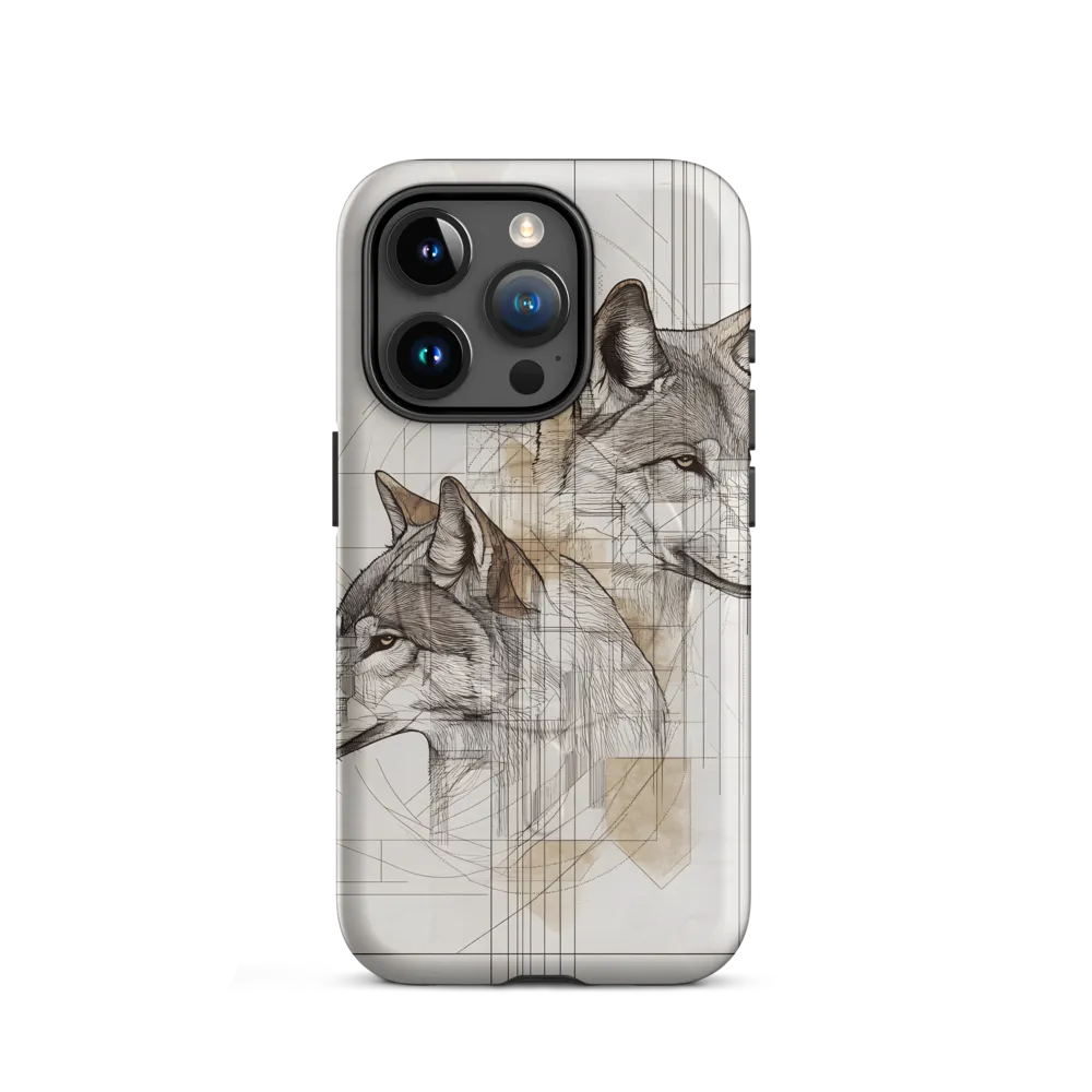 Geometric Harmony: The Essence of Wolves | Phone Case |  15 Pro | MagSafe® Tough Case | Matte