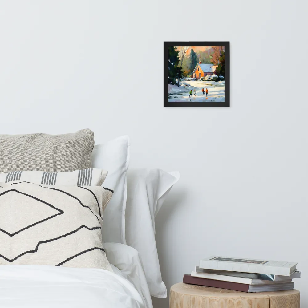 Sunlit Winter Cottage 
 Poster with Black Frame | 10″x 10″