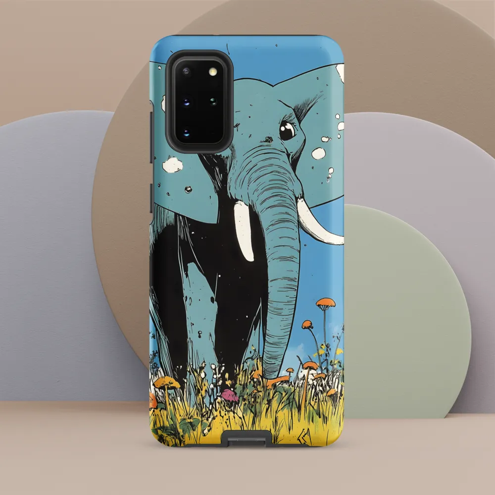 Whimsical Blue Elephant in Bloom