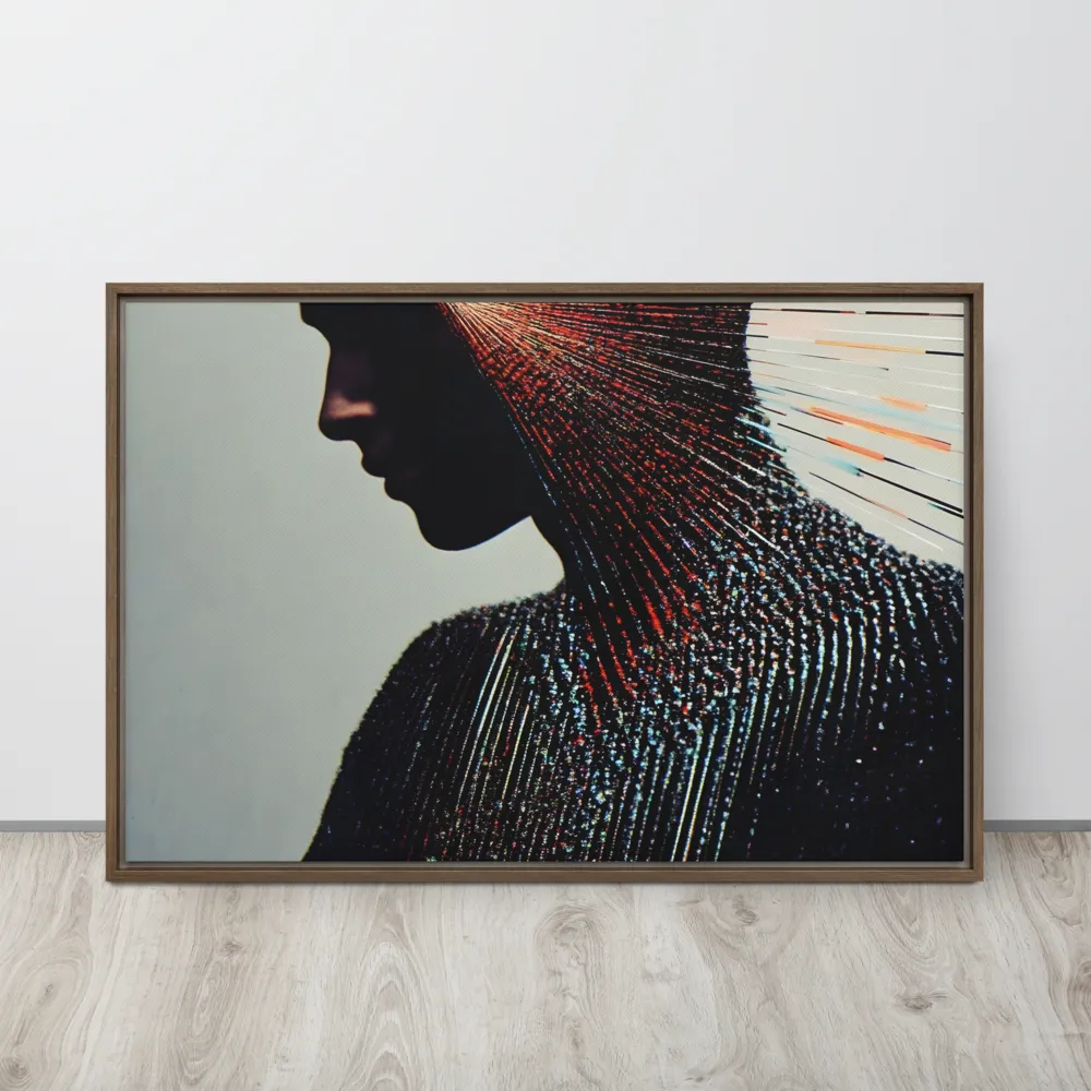 Radiant Reflection: An Abstract Journey of Thought | Canvas with Brown Frame | 24″×36″