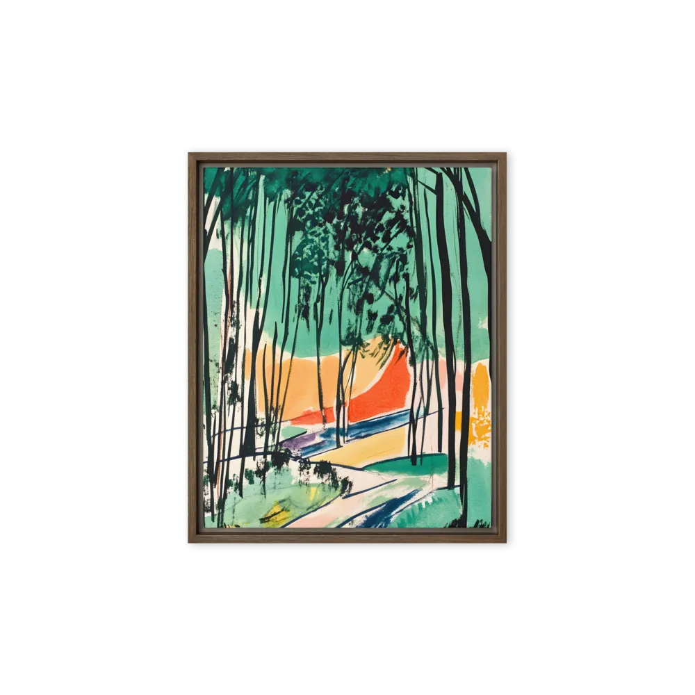 Winding Path Through the Forest | Canvas with Brown Frame | 8″×10″