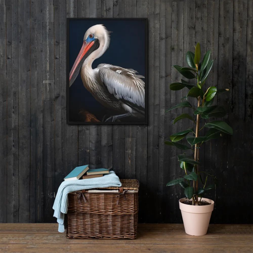 Majestic Pelican Portrait | Canvas with Black Frame | 24″×32″