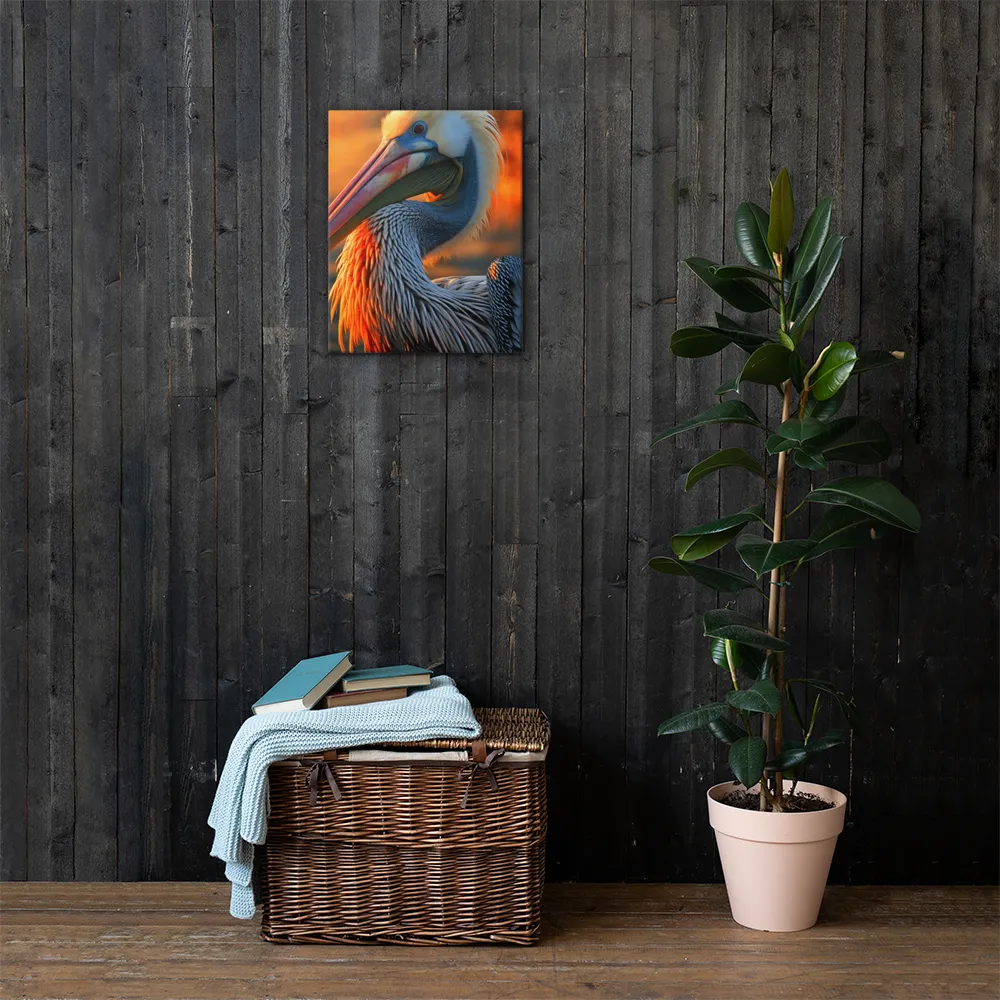 Elegance of the Pelican at Sunset | Canvas | 16″×20″