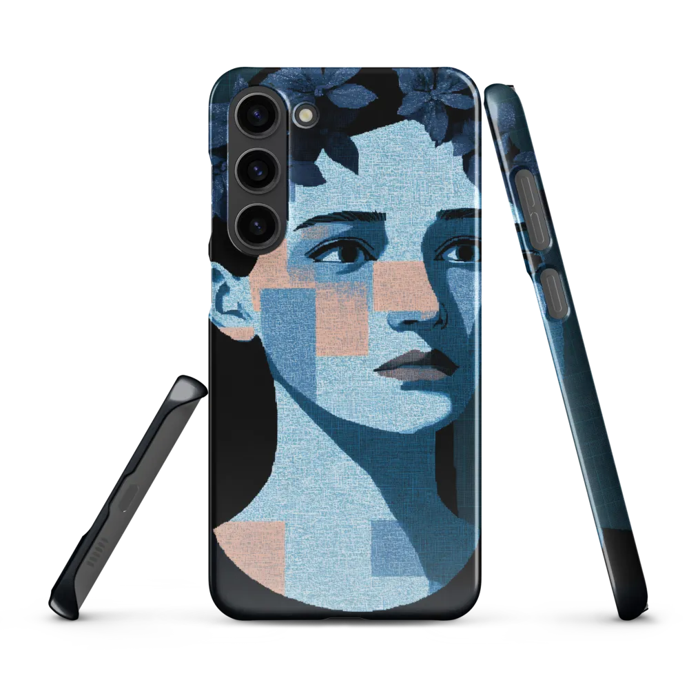 Grid-Wreathed Cyan Portrait