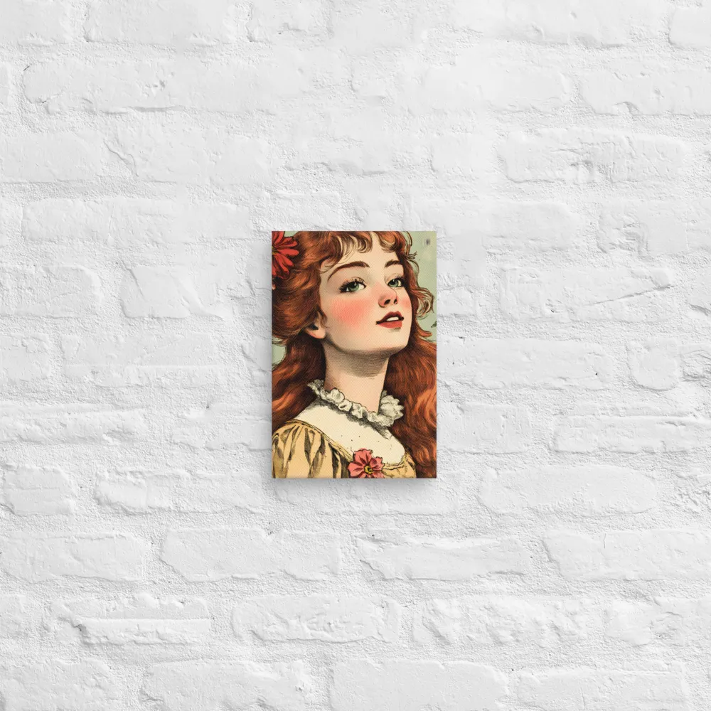 Whimsical Portrait of a Flower-Adorned Girl | Canvas | 8″×12″