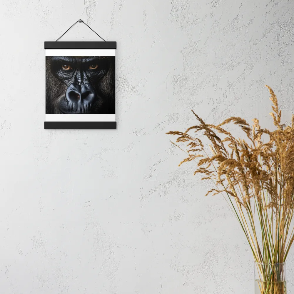 Gaze of the Wild: A Gorilla's Portrait | Poster With Black Wood Hanger | 8″×10″
