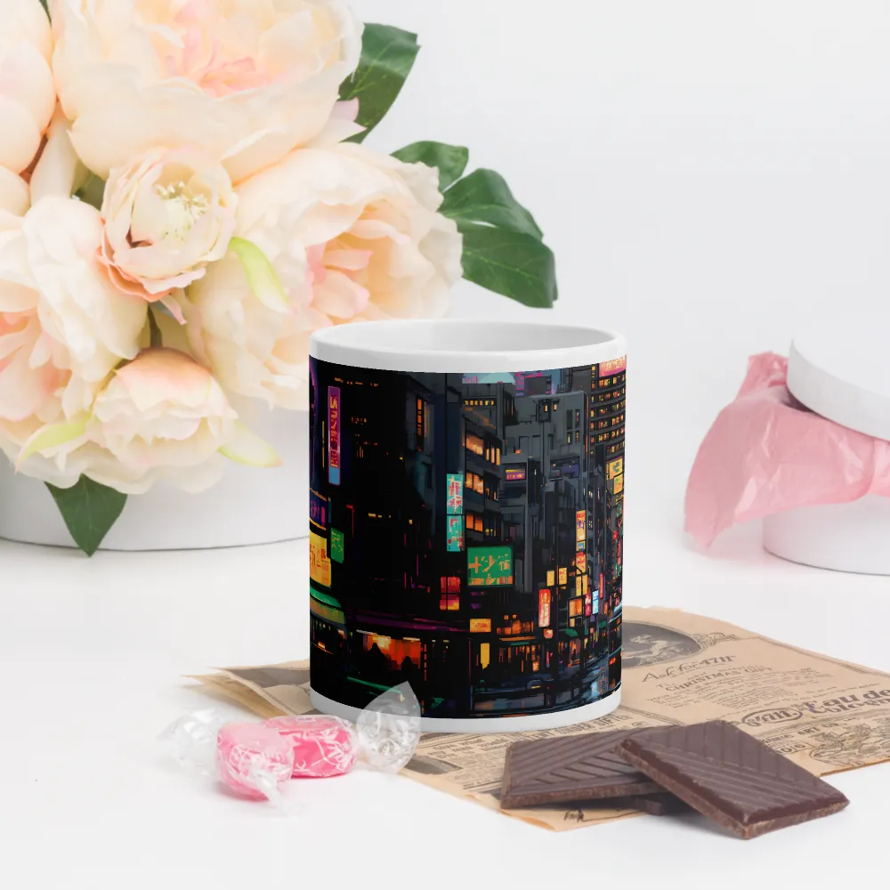 Neon Dreams: A Pixelated Urban Night | Mugs | Multiple Sizes & Colors