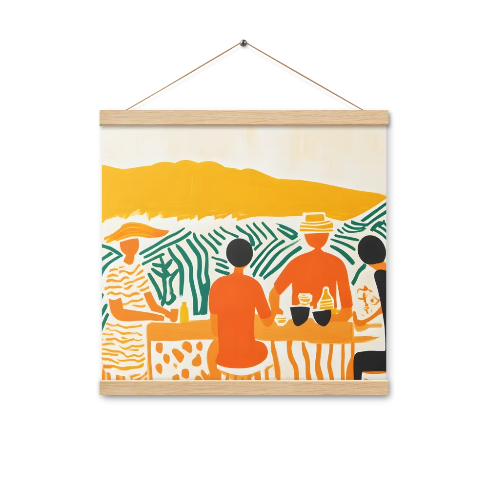 Summer Vibes: Café Conversations | Poster With Oak Wood Hanger | 16″×16″