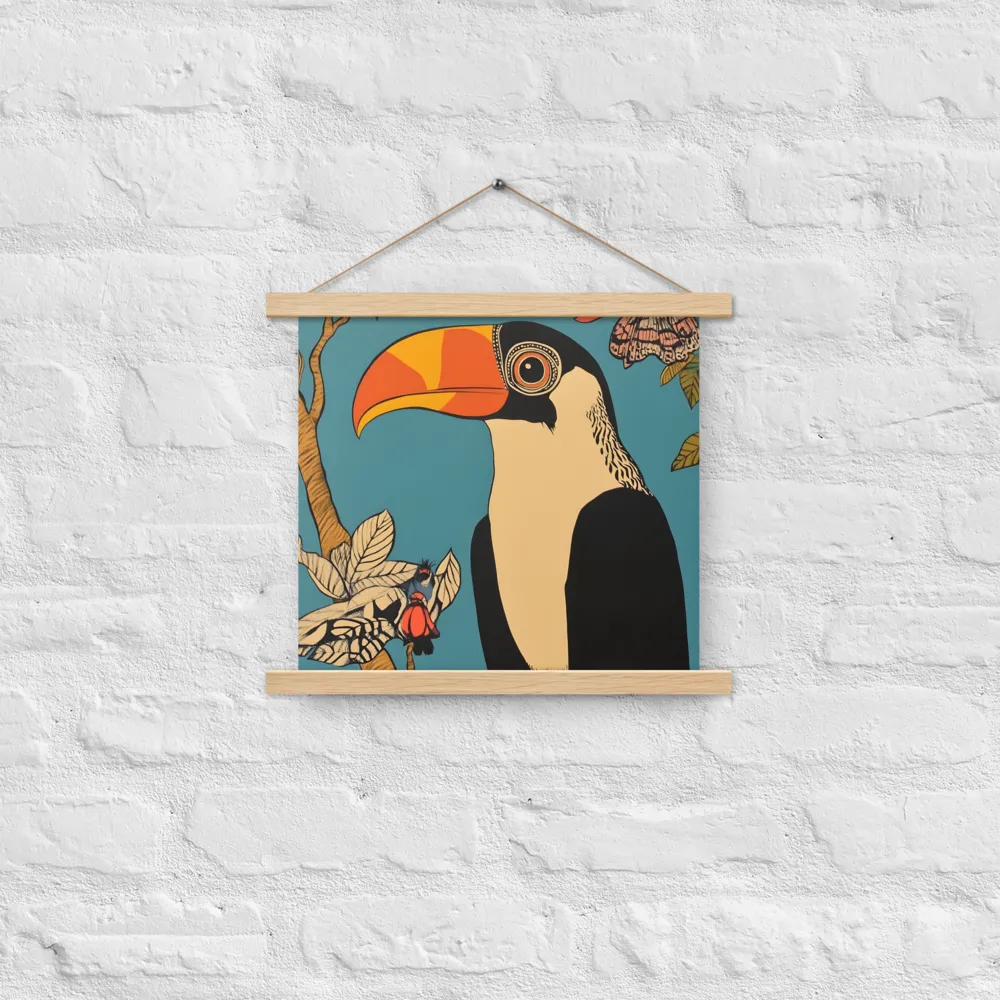 Tropical Majesty: The Toucan at Rest | Poster With Oak Wood Hanger | 14″×14″