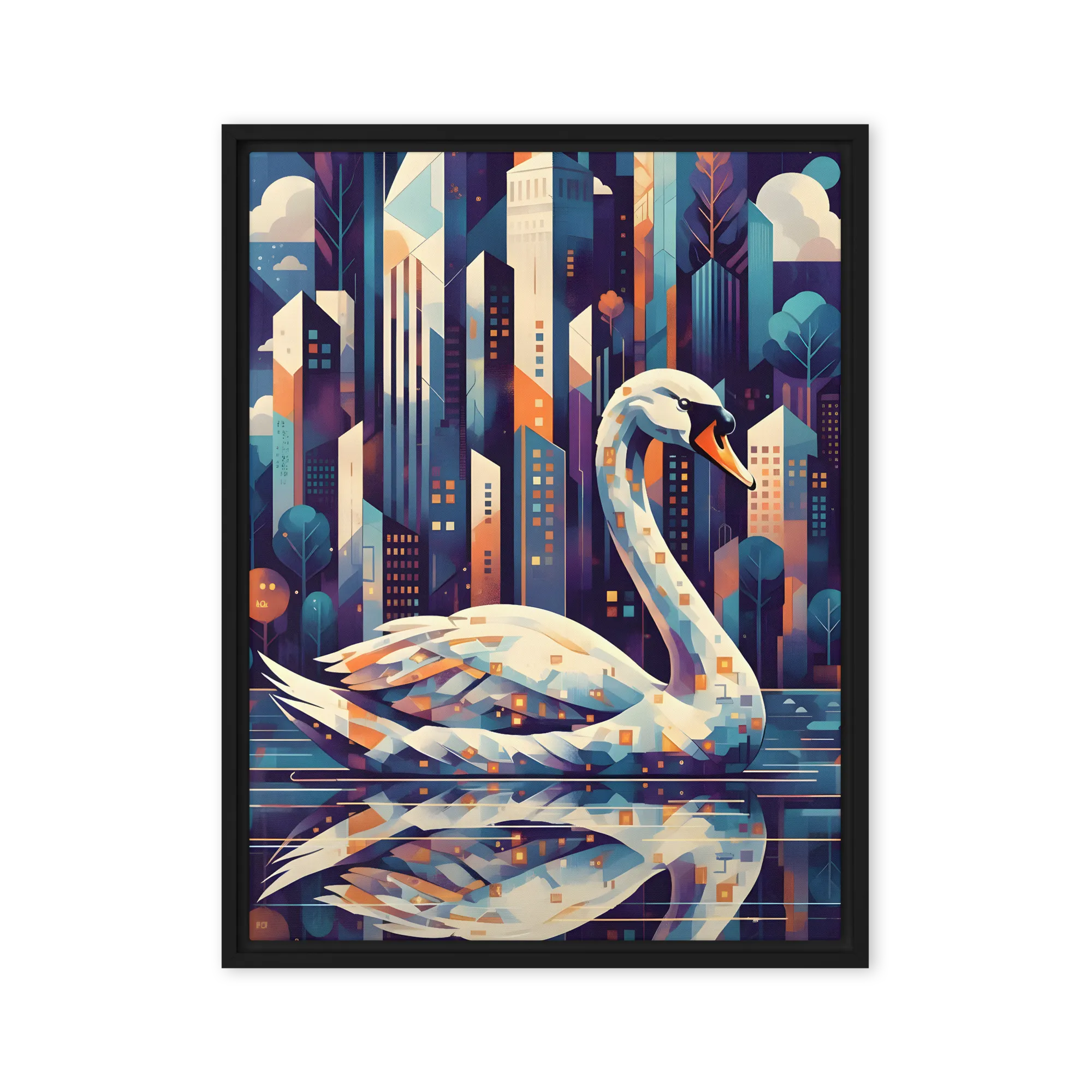 Urban Swan 
 Canvas with Black Frame