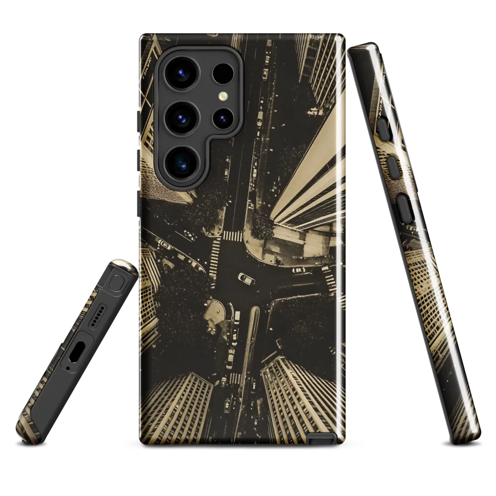 Urban Symphony: Aerial Perspective of City Life | Phone Case |  S24 Ultra | Tough Case | Glossy