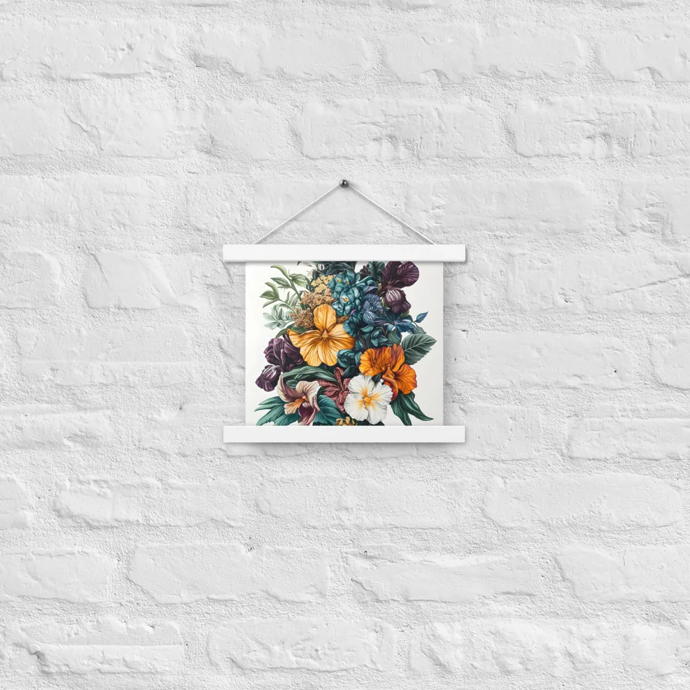 Floral Symphony | Poster With White Wood Hanger | 10″×10″