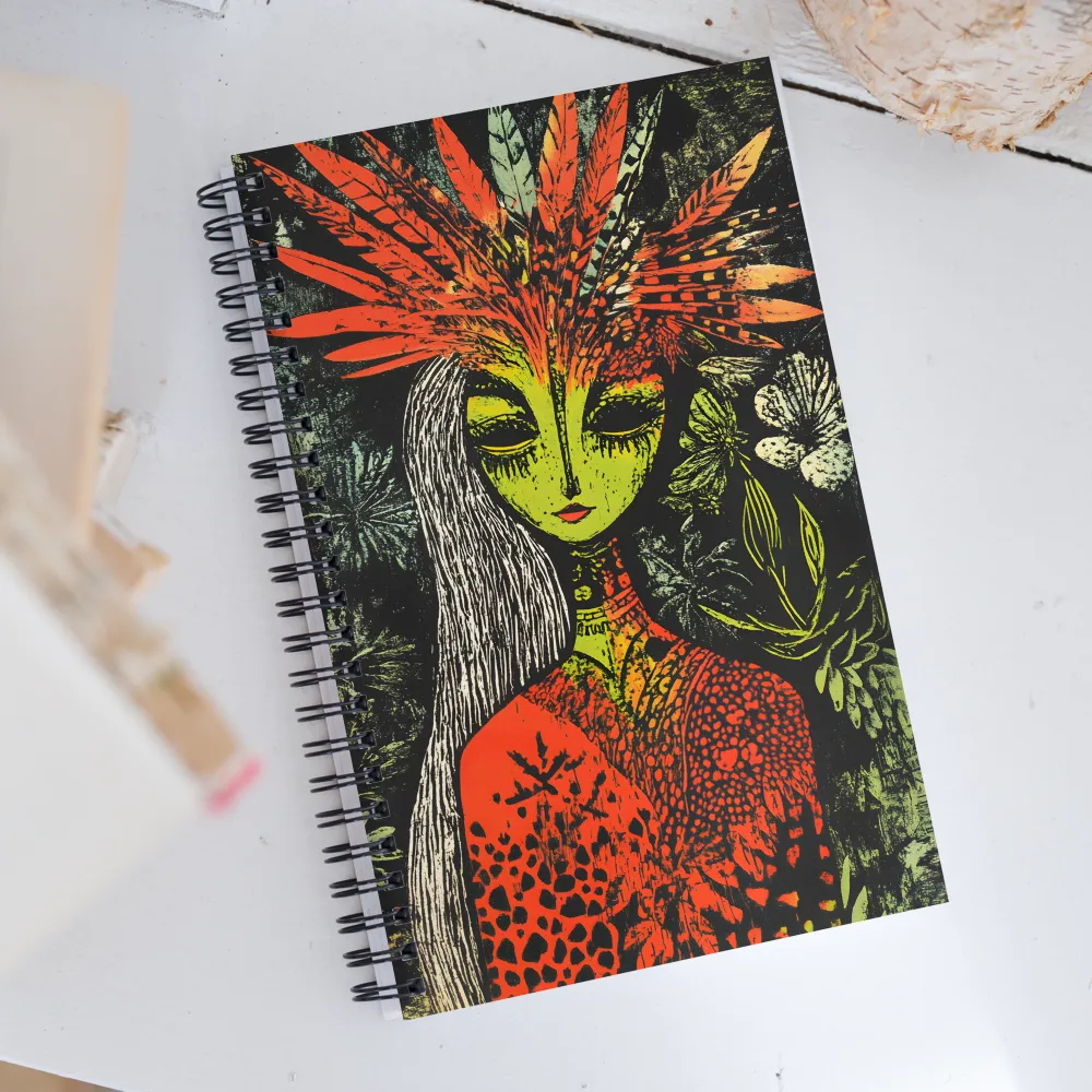 Mystical Flora: A Surreal Portrait | Spiral Notebook