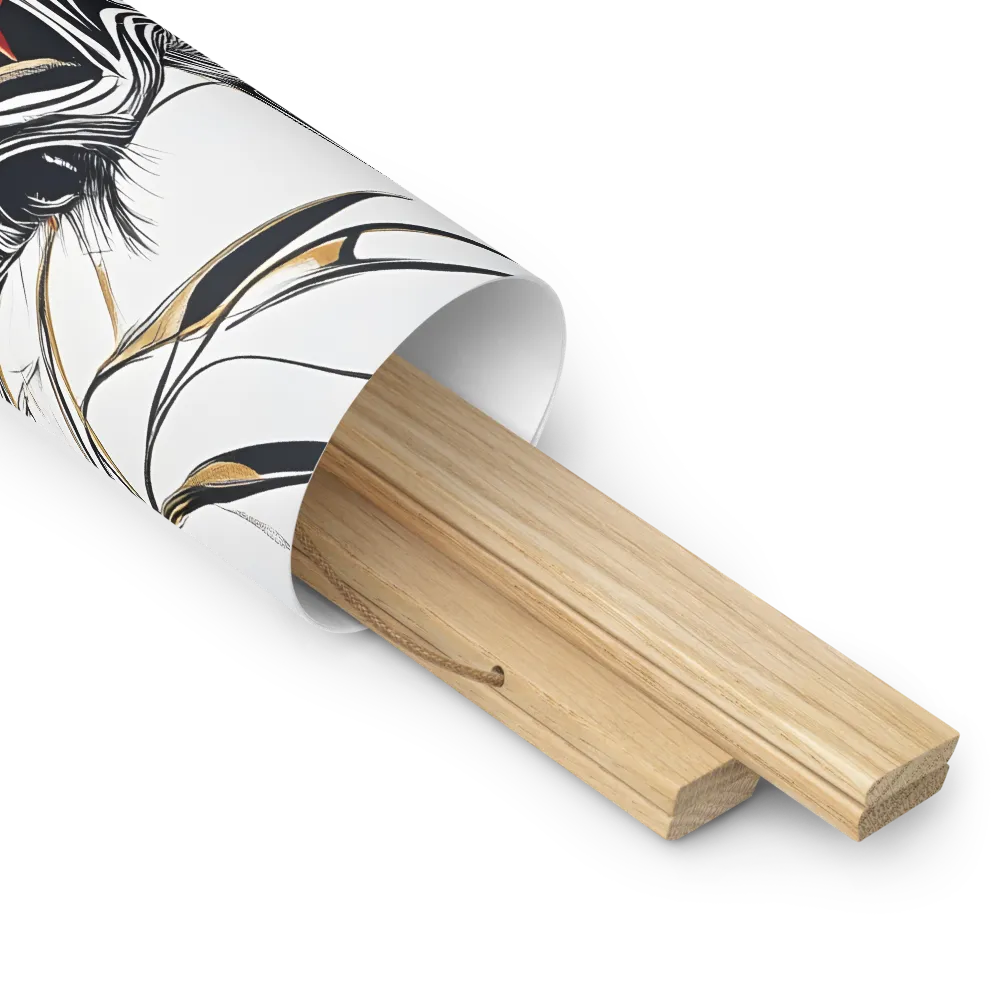 Floral Elegance: The Giraffe's Portrait | Poster With Oak Wood Hanger | 14″×14″