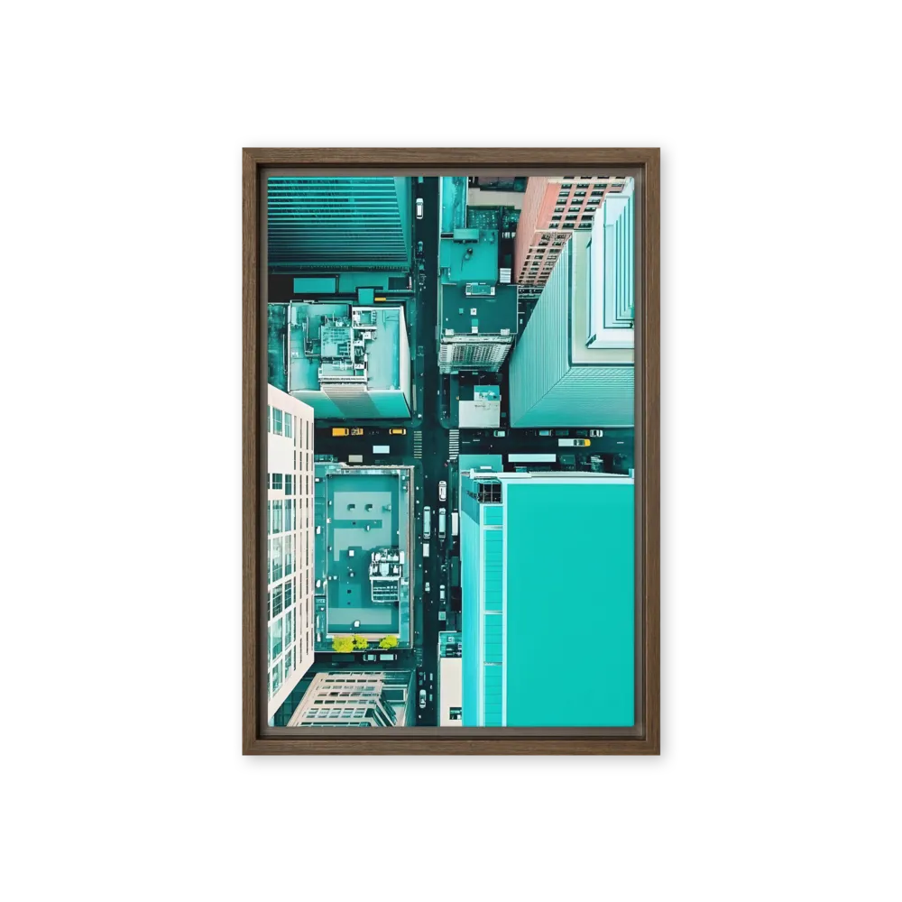 Urban Geometry: Aerial Perspective | Canvas with Brown Frame | 12″×18″