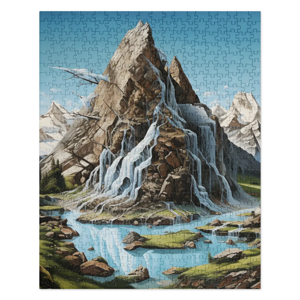 Majestic Cascade: A Mountain Masterpiece | Jigsaw Puzzle | 520 pieces