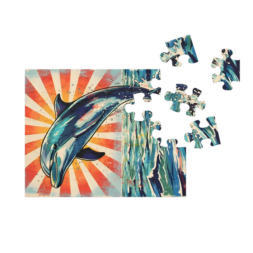 Sunburst Dolphin 
 Jigsaw Puzzle in Tin Box