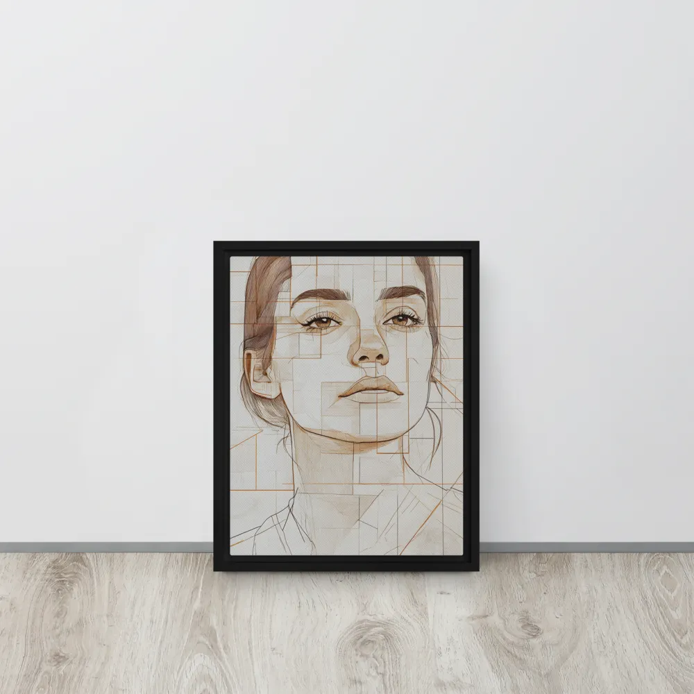 Geometric Serenity: A Minimalist Portrait | Canvas with Black Frame | 11″×14″