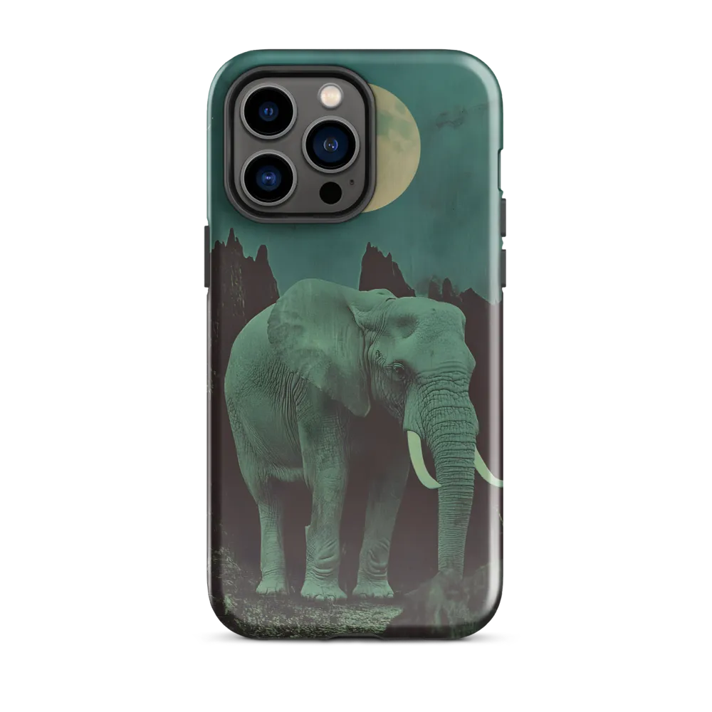 Ethereal Presence: Elephant Under a Full Moon | Phone Case |  14 Pro Max | Tough Case | Glossy