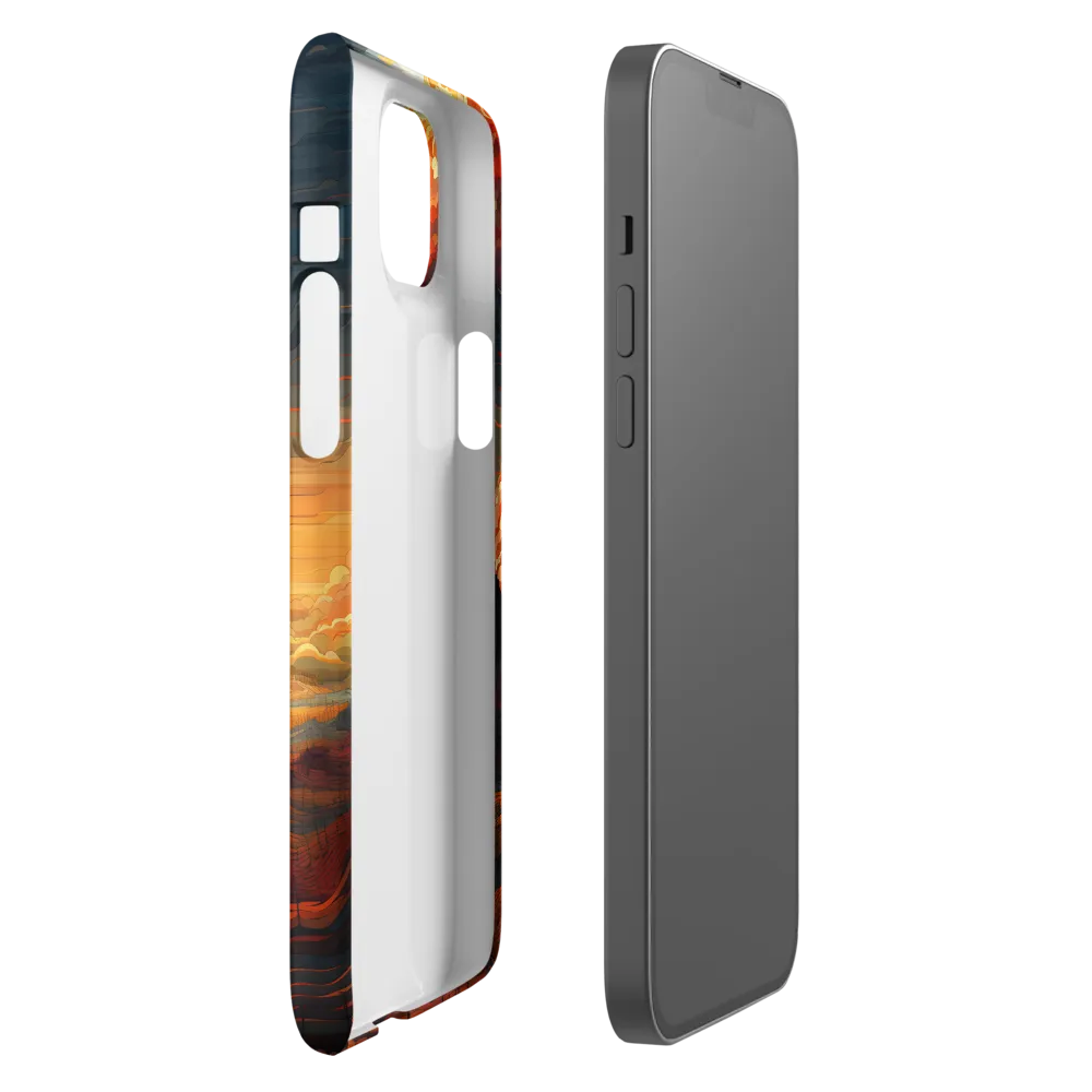 Ethereal Sunset: A Serene Landscape in Flowing Forms | Phone Case |  14 Plus | Snap Case | Matte