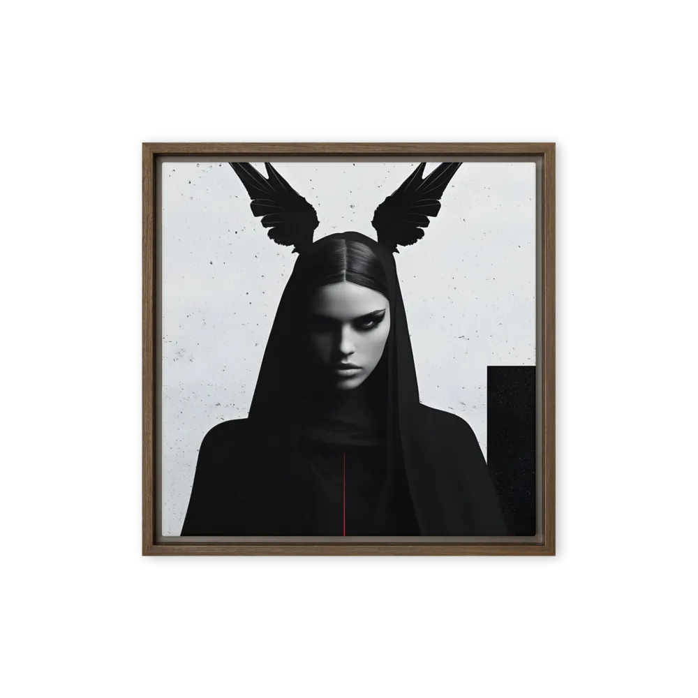 Whispers of Darkness | Canvas with Brown Frame | 16″×16″