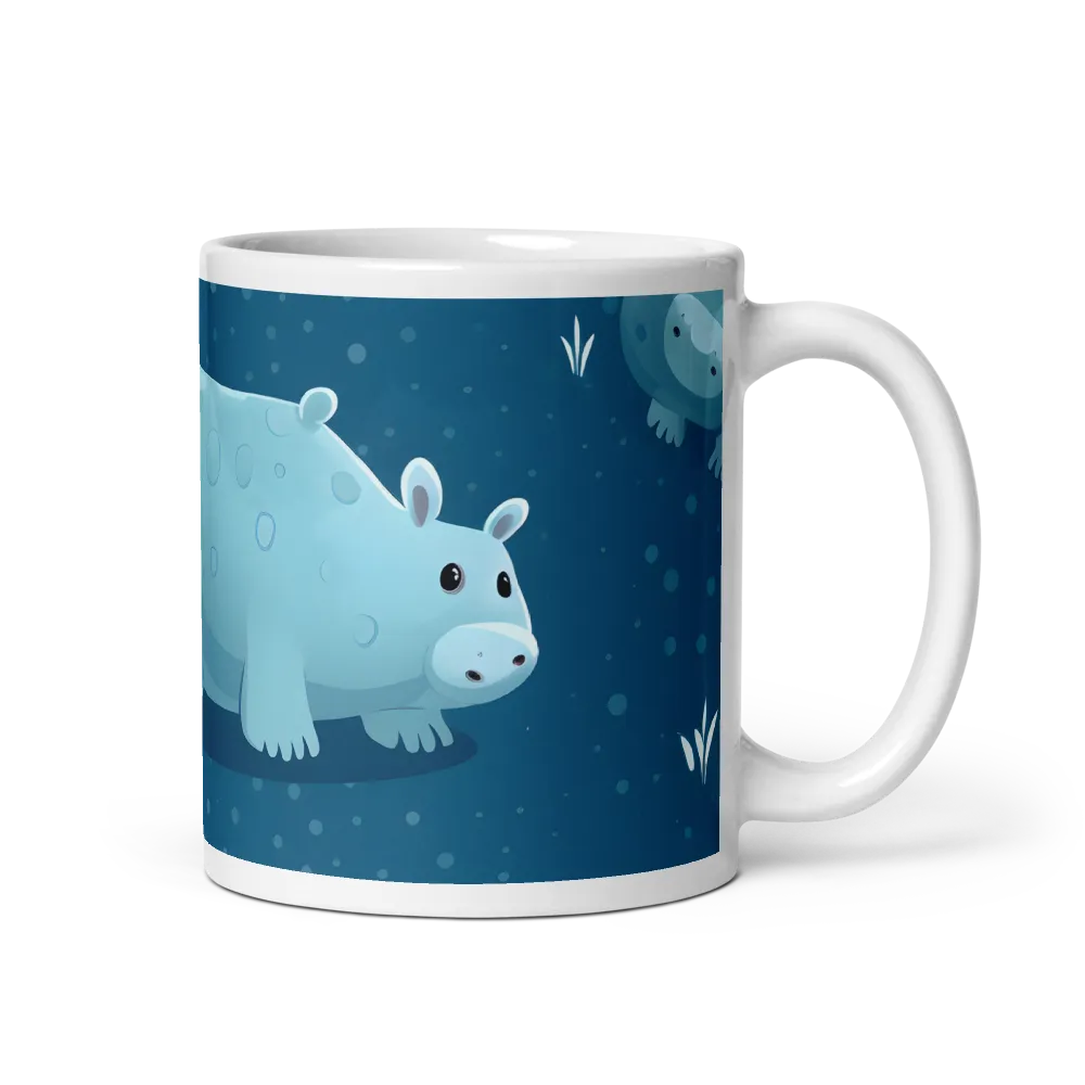 Whimsical Hippo Play | Mug with White inside | 11 oz