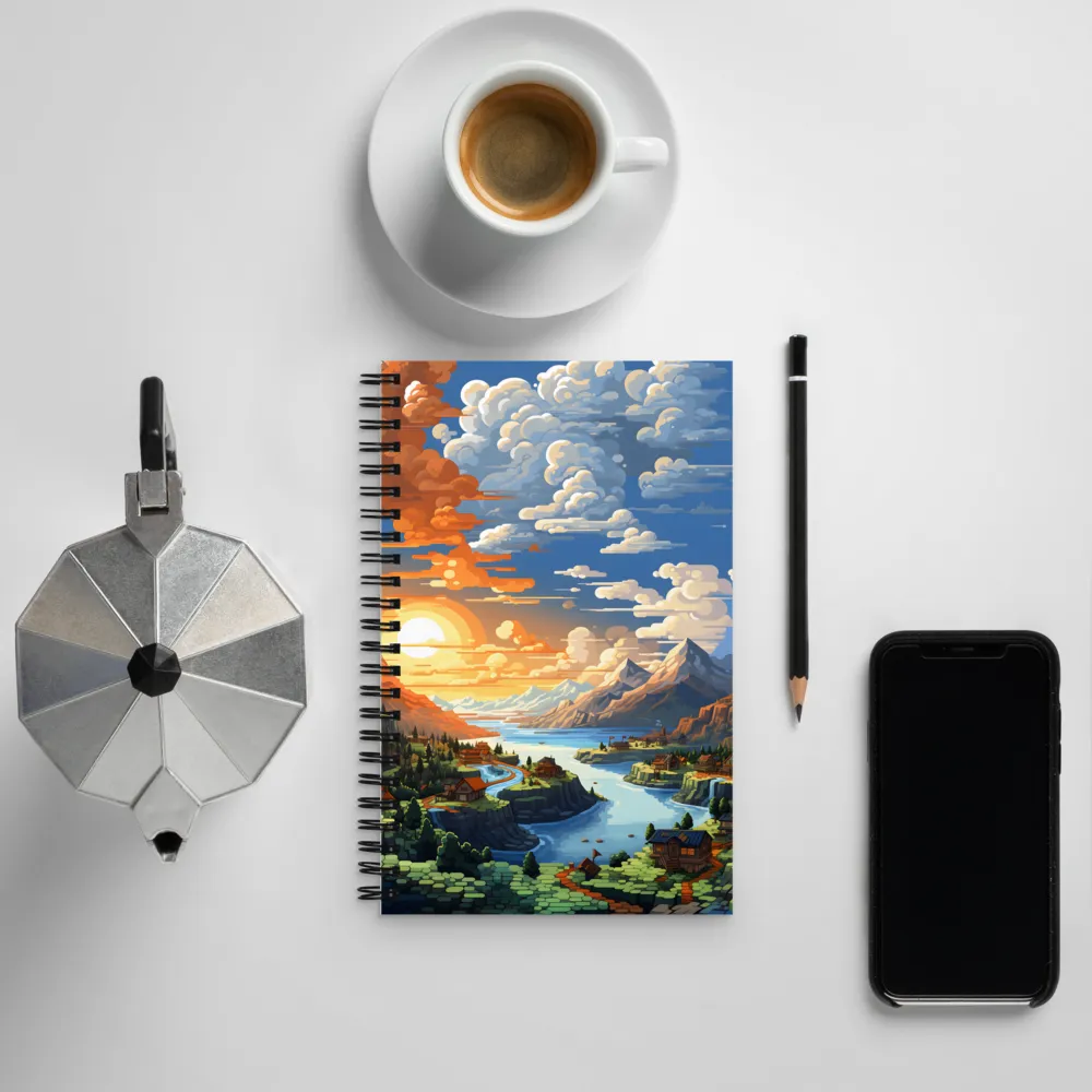 Tranquil Sunset Over Serene Landscape | Spiral Notebook