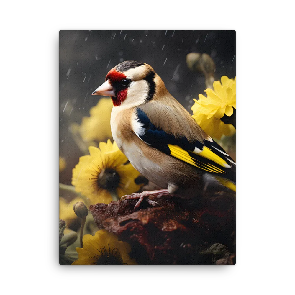 Harmony in Nature: A Goldfinch Amidst Blooms