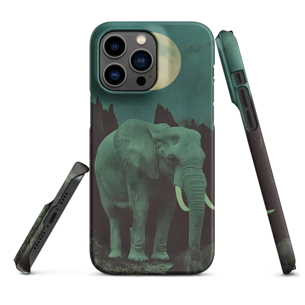 Ethereal Presence: Elephant Under a Full Moon | Phone Case |  14 Pro Max | Snap Case | Matte