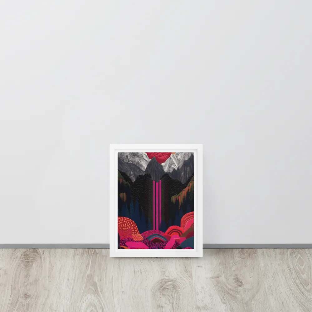 Ethereal Cascade: A Surreal Landscape | Canvas with White Frame | 8″×10″
