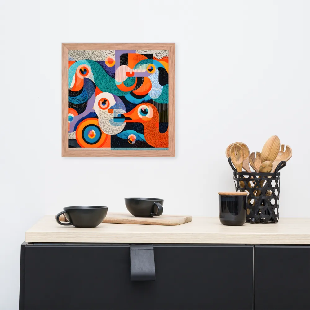 Chromatic Flight 
 Poster with Red oak Frame | 14″x 14″