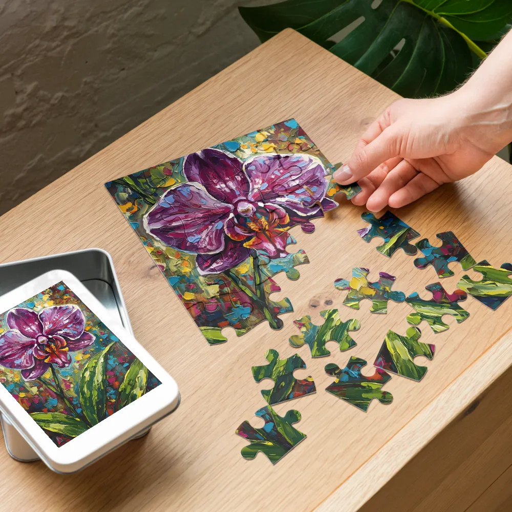 Impasto Orchid 
 Jigsaw Puzzle in Tin Box