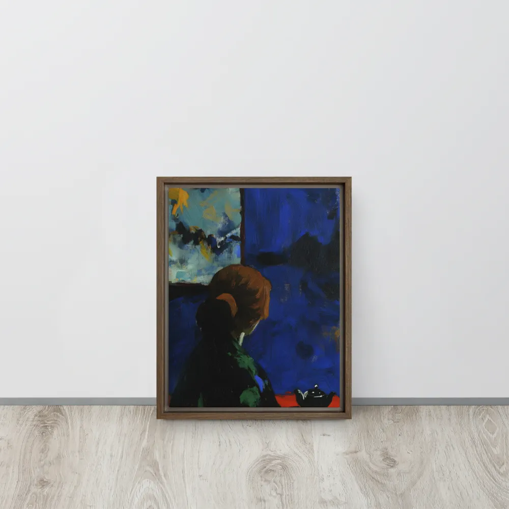 Contemplation Under the Night Sky | Canvas with Brown Frame | 11″×14″