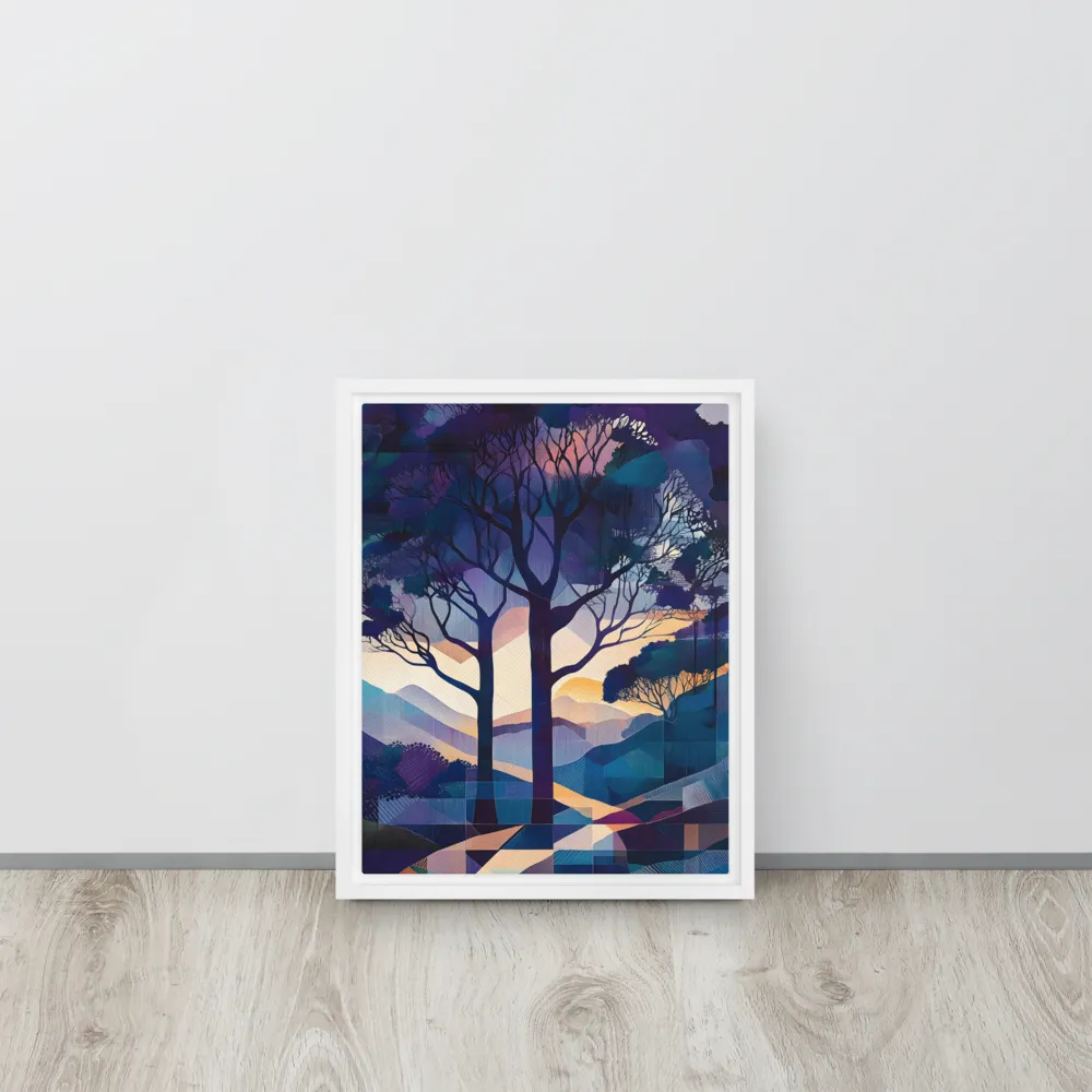 Tranquil Geometry: A Journey Through Color | Canvas with White Frame | 11″×14″