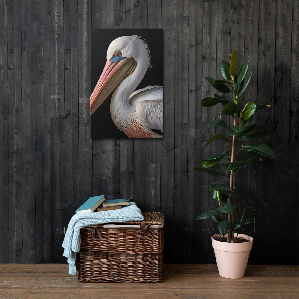 Elegance in White: The Pelican | Thin Canvas | 20″×30″