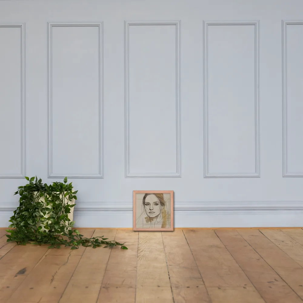 Geometric Elegance: A Modern Portrait | Poster with Red oak Frame | 10″×10″