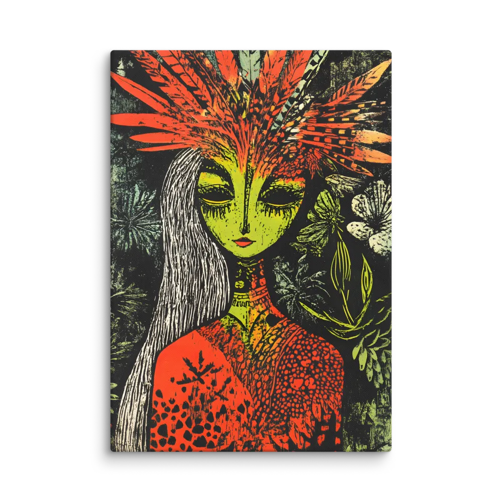 Mystical Flora: A Surreal Portrait | Canvas | 28″×40″