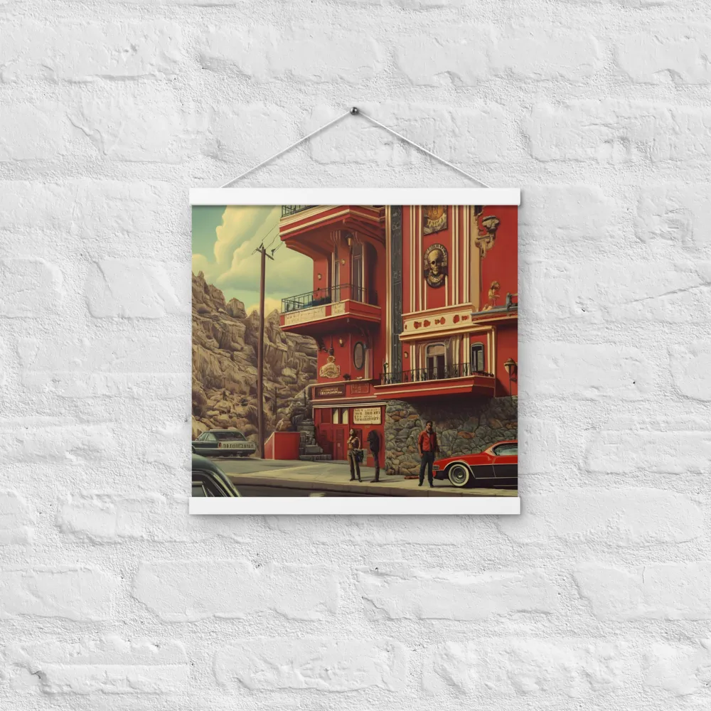 Retro Urban Dreamscape | Poster With White Wood Hanger | 16″×16″