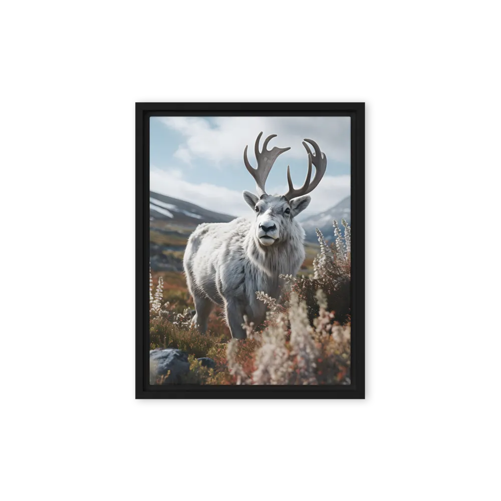 Majestic Harmony: The Reindeer in Nature | Canvas with Black Frame | 9″×12″