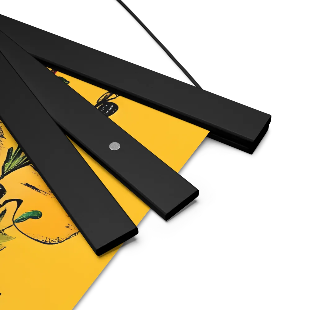 Whimsical Garden Head | Poster With Black Wood Hanger | 18″×18″