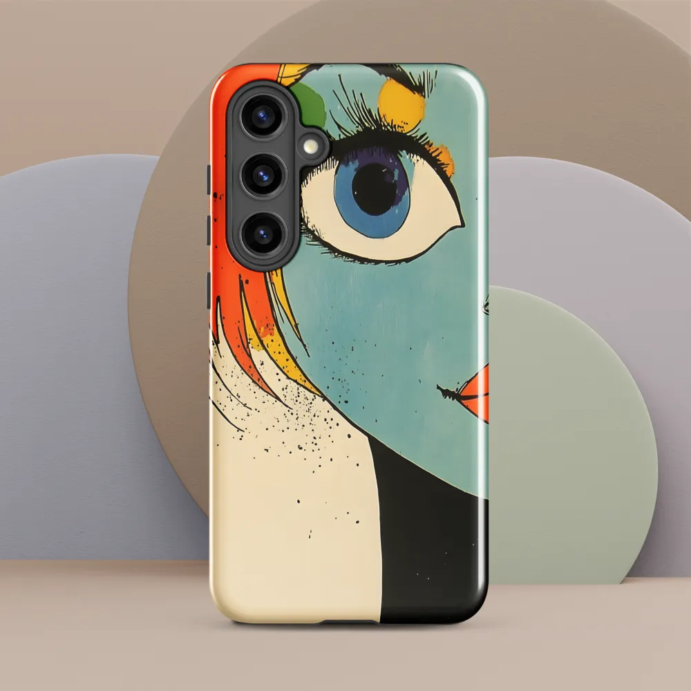 Vivid Expressions: A Portrait in Blue | Phone Case |  S24 Plus | Tough Case | Glossy