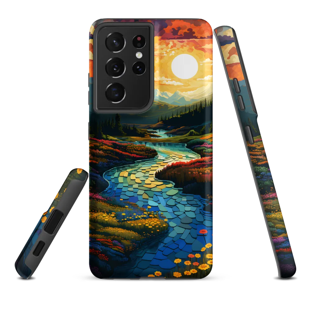 Serenity in Sunset: A Winding River's Embrace | Phone Case |  S21 Ultra | Tough Case | Matte